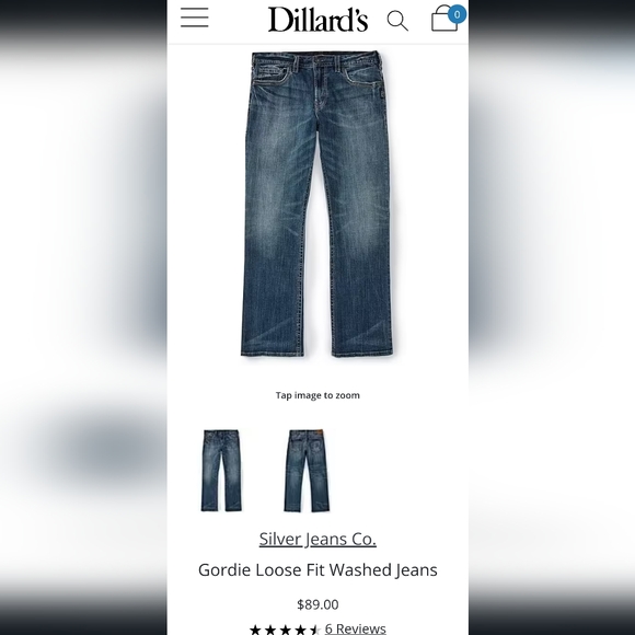 Silver Jeans Co. Gordie Loose Fit Washed Jeans (40/32) - Picture 7 of 7